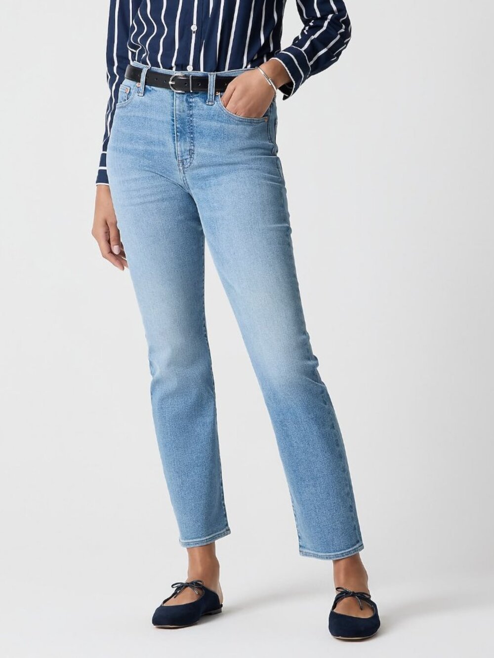 NWT J. Crew Women's Tall High-Rise Stovepipe Jean in Signature Stretch+ Blue 32